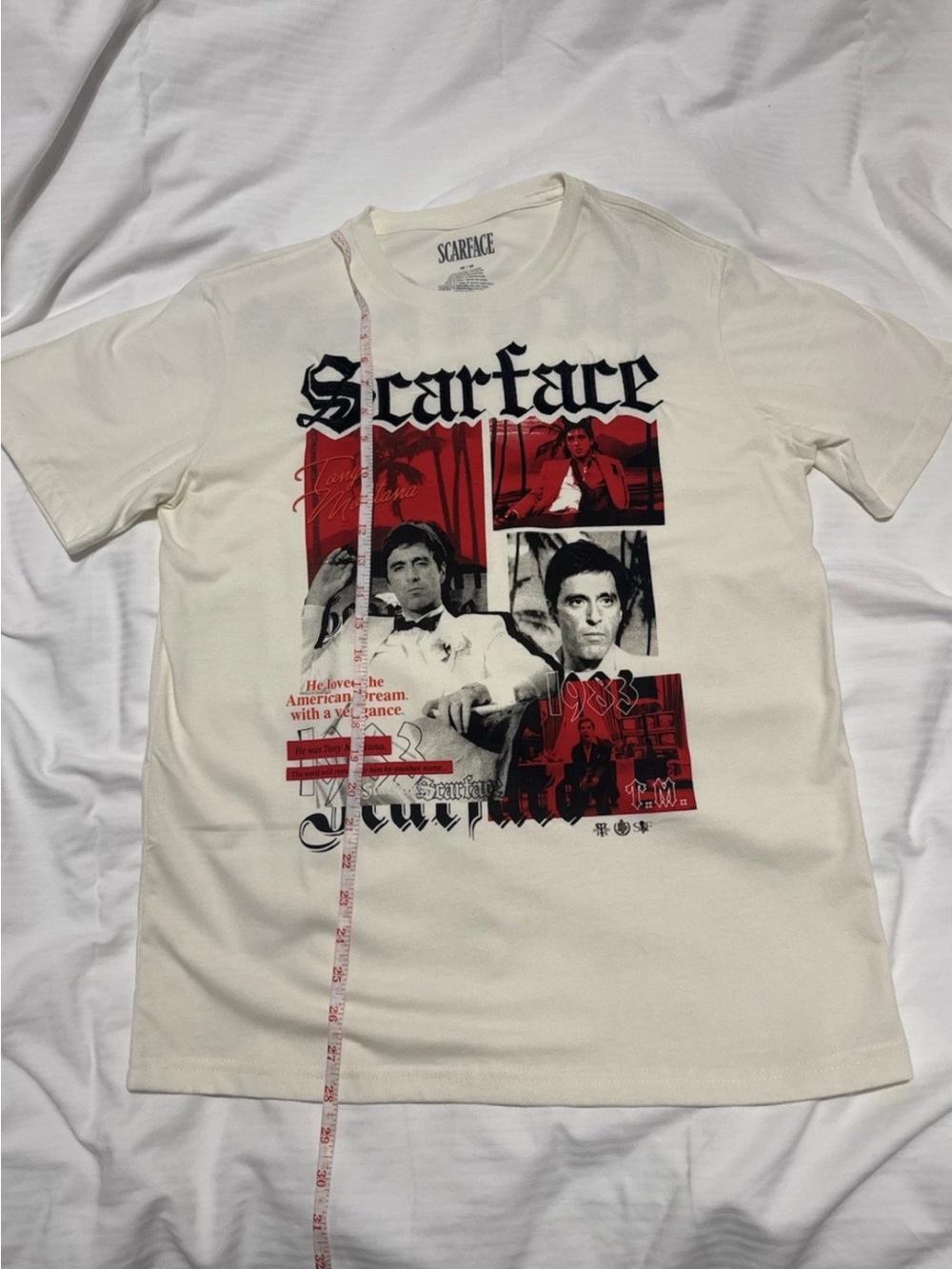 Scarface Short-Sleeve Graphic Tee - White with Red & Black Print